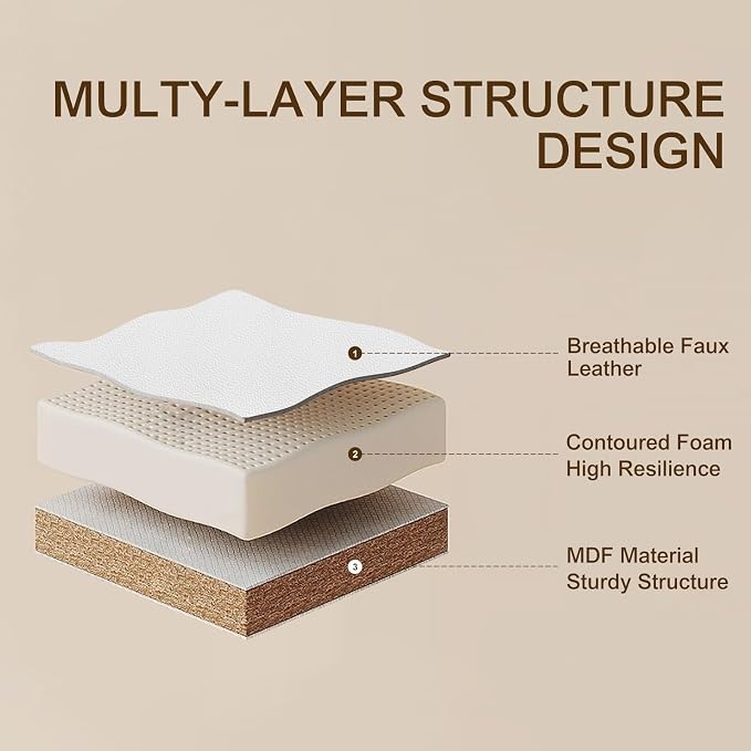 Furnimart Upholstered Tufted White Bench Ottoman with Padded Seat, Footrest Foot Stool with Sturdy Metal Leg, White Leather Bench for Bedroom Living Room Entryway - Image 7
