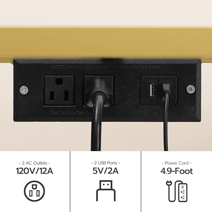 HOOBRO TV Stand with LED Lights and Power Outlets for TVs up to 65", Modern 55 Inch Tempered Glass TV Console Table with Open Shelves, Media Entertainment Center for Living Room, Gold GD145UDS01 - Image 5