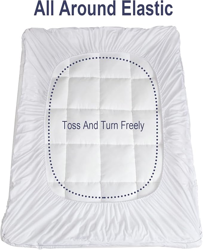HYPREST Pillow Top Mattress Topper King, Extra Thick Mattress Topper 1300 GSM Down Alternative, 100% Cotton Soft Plush Bed Topper 8-24" Deep Pocket