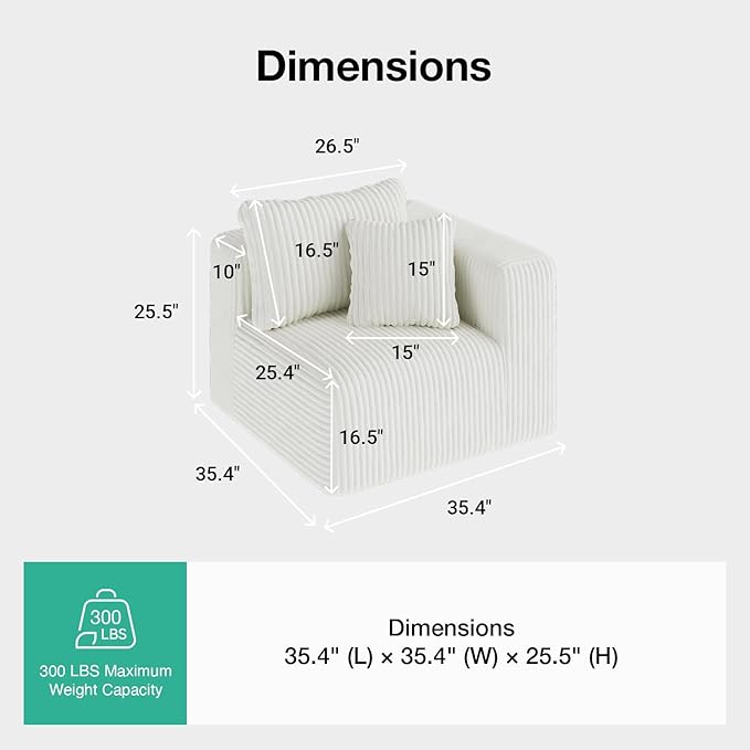 Novilla Modular Sectional Sofa, Modern Cloud Sectional Couch with Smarts Coil® Support, Upholstered Boneless Couch for Living Room Apartments Bedroom, No Assembly Required, Beige (Right-Arm Chair)