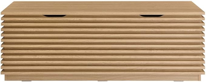 Modway Render 47" Wood Grain Storage Bench in Oak - Image 5