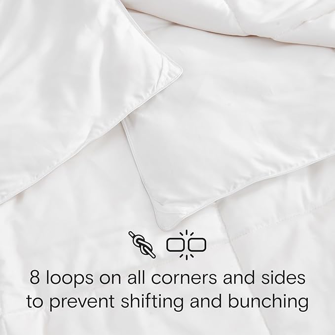 DOZ All Season Cooling Comforter, 100% Viscose Derived from Bamboo, Breathable, Lightweight, Soft, Down Alternative Duvet Insert, 8 Loops, 70"x90" (Twin/Twin XL)