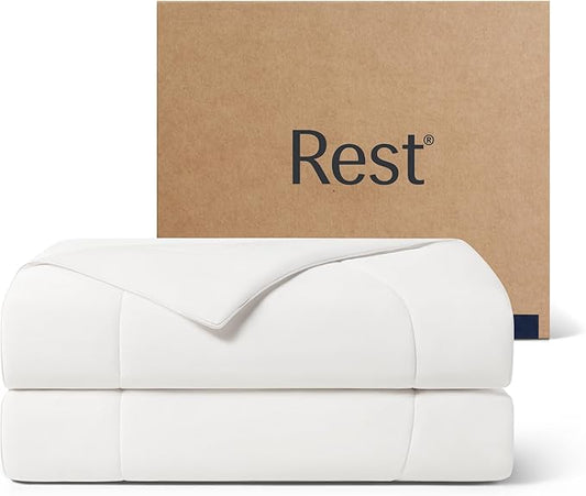 REST® Evercool® Cooling Comforter, Full/Queen, Blanket for Hot Sleepers, All Season Bedding to Keep Cool for Night Sweats, Breathable Lightweight Blanket, 90"x90" Inches, Arctic White