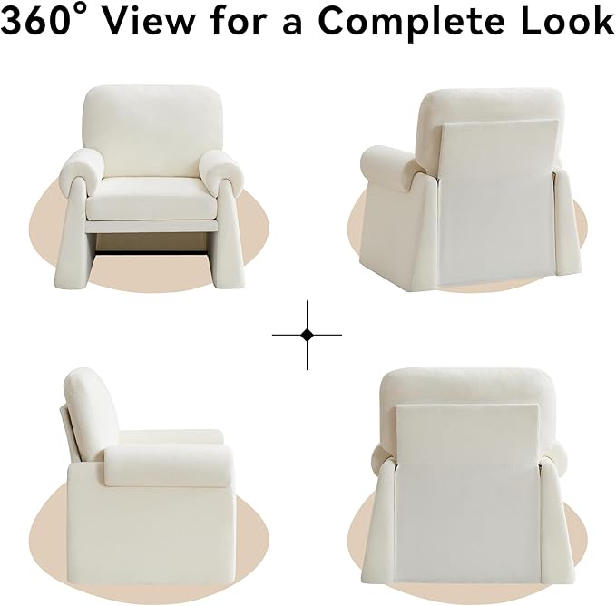 Oversized Accent Chair, Comfy Living Room Chairs, Single Sofa Chair with Thick Cushion and Armrests, Upholstered Arm Chair for Living Room, Modern Armchair, Reading Chair for Bedroom, Beige