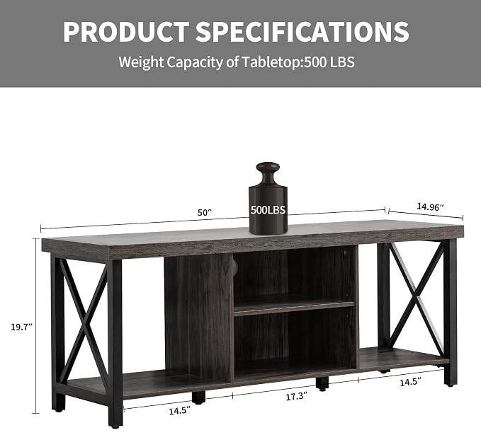 GAZHOME TV Stand for TV up to 55 Inches, TV Cabinet with Open Storage, TV Console Unit with Shelving for Living Room, Entertainment Room, Grey - Image 3