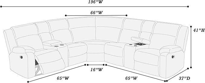 Oversized L-Shaped Power Reclining Sectional Sofa Motion Recliner Couch ,Corduroy Upholstered Symmetrical Recliner Sofa&Couch W/2 Console Storage, Cupholders, USB Ports for Home Theater Living Room