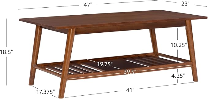 Linon Mid Century Walnut Melissa Coffee Table