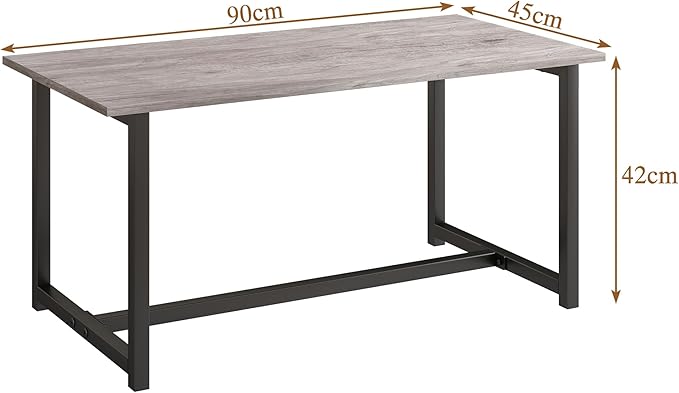 Coffee Table for Living Room, Modern Rectangular Center Coffee Tables for Small Space, Industrial Furniture, Sofa End Tables/Tea Table/Center Table, Couch Table with Metal Black Frame Grey Top