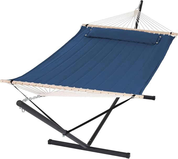 SUNCREAT Extra Large Hammocks for Outside, Heavy Duty Hammocks with Stands Included, Navy by SUNCREAT