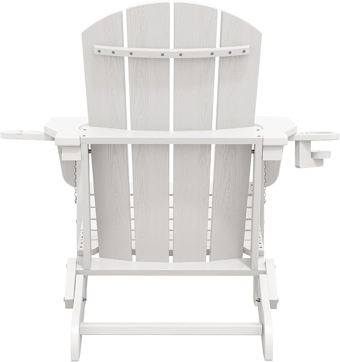 SERWALL Adirondack Chair with Cup Holders - Composite Adirondack Chairs Set of 6 HDPE Outdoor Chairs All Weather Use- White - Image 13