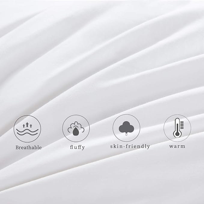 HOMBYS 120x98 Oversized King Feather and Down Comforter, Pinch Pleat Palatial King Duvet Insert with 100% Cotton Cover, White Fluffy Thick Comforter for All Season Warmth