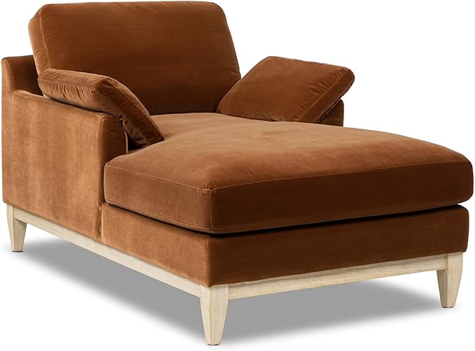 Jennifer Taylor Home Pasadena Modern Farmhouse Chaise Lounge Chair, Burnt Orange Performance Velvet