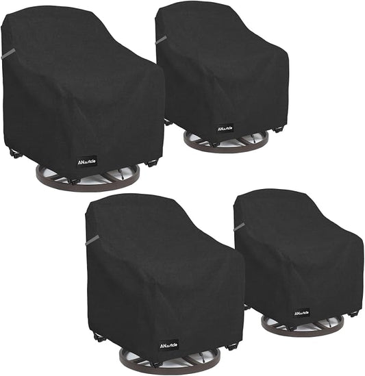 ANartcle Swivel Patio Chair Cover 4 Pack,600D Waterproof Heavy Duty Outdoor Chair Cover(33 W x 35 D x 36 H inches),Patio Furniture Covers,Outdoor Furniture Covers Waterproof,Black by PatioFurnitureCovers