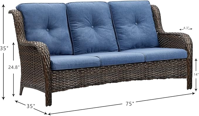 HUMMUH Patio Furniture 6 Pieces Outdoor Furniture Set Wicker Outdoor Sectional Sofa with Swivel Rocking Chairs,Patio Ottomans,Patio Coffee Table