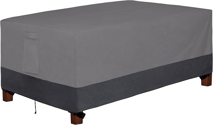 Easy-Going 600D Heavy Duty Rectangular Table Cover UV Resistant and Waterproof Outdoor Lawn Patio Furniture Cover (84" Lx44 Wx23 H, Gray/Dark Gray) by Easy-Going