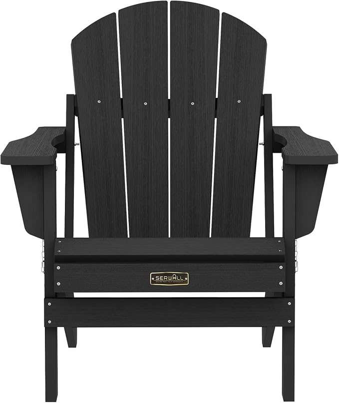SERWALL Folding Adirondack Chairs Patio Chairs Lawn Chair Set of 6 Outdoor Adirondack Chair Weather Resistant for Patio Deck Garden, Backyard Deck, Fire Pit - Black - Image 10