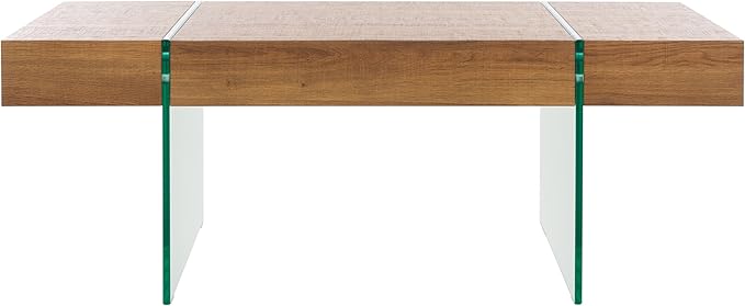 SAFAVIEH Home Collection Jacob Natural Brown Top/Clear Glass Legs Rectangle Coffee Table