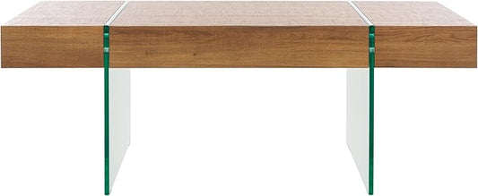 SAFAVIEH Home Collection Jacob Natural Brown Top/Clear Glass Legs Rectangle Coffee Table