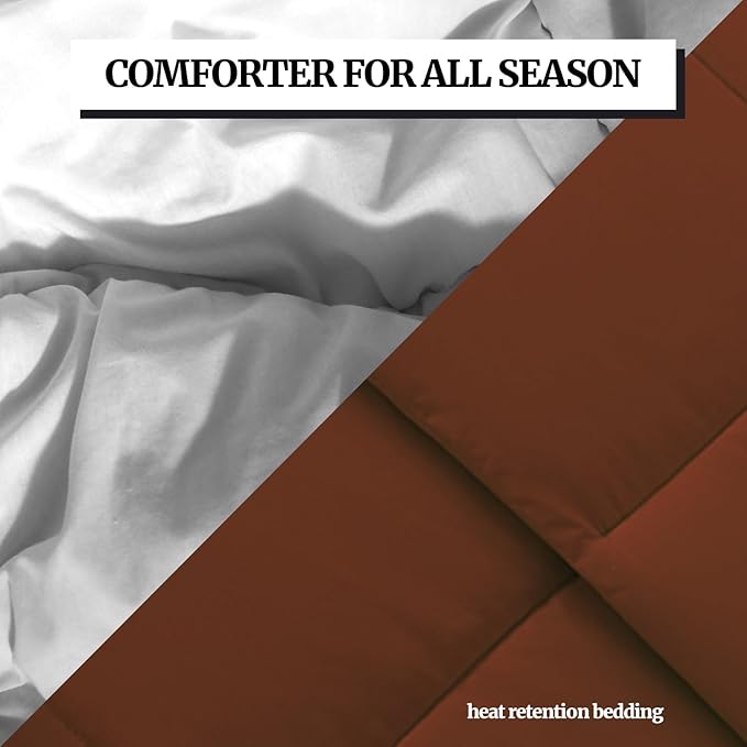 Duvet Insert Down Alternative Bedding Comforter Queen Size - All-Season Bedding - Lightweight & Machine Washable (Chocolate, Queen (U.S. Standard))