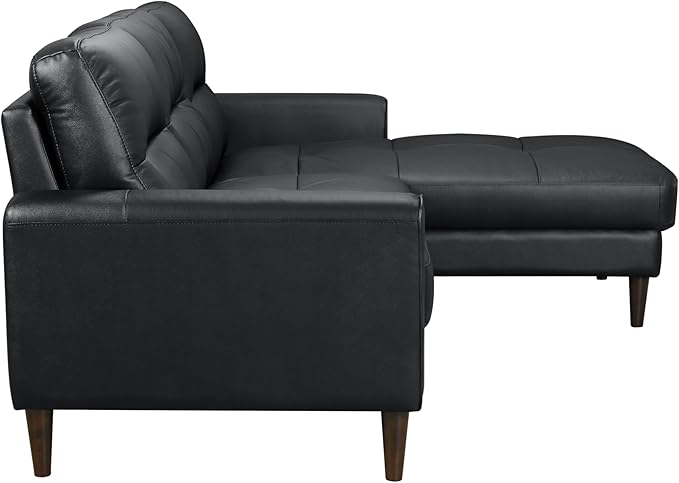 Lexicon Leather Match Sectional Couches for Living Room, L Shape Couch, Leather Sectional Couch, Modern Sofa Living Room Sofa with Right Chaise for Living Room, Bedroom, Office, Apartment, Black