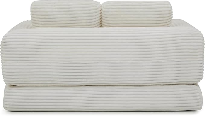 Foldable Boneless Love Seat Couches in a Box, Modern Floor Foam Sleeper Sofa Bed 2-in-1 Convertible Cloud Sofa for Home Apartments Bedroom