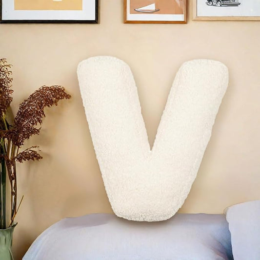 Letter Plush Pillow, Letter Hugging Throw Pillows, Decorative Initial Letter Shaped Throw Pillows for Bed Couch, Letter Pillows English Alphabet A to Z for Sofa Bedroom Living Room Decor (V)