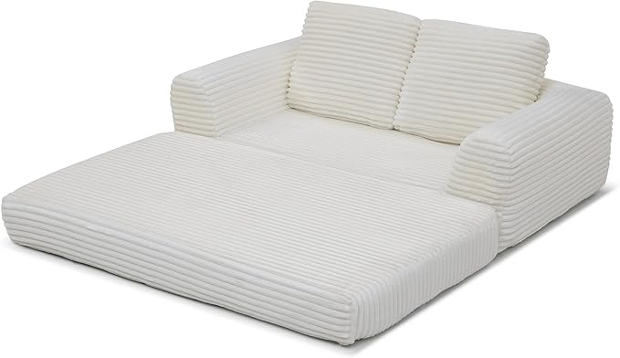 Foldable Boneless Love Seat Couches in a Box, Modern Floor Foam Sleeper Sofa Bed 2-in-1 Convertible Cloud Sofa for Home Apartments Bedroom