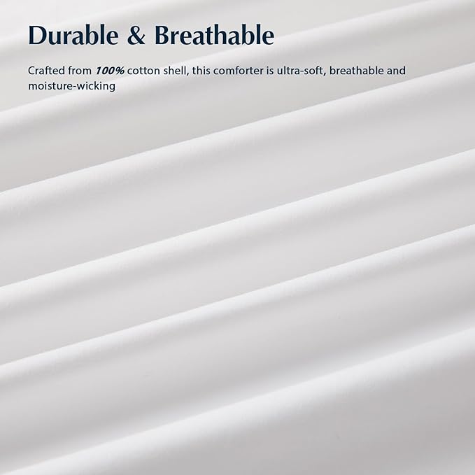 Pacific Coast Goose Feather Down Comforters Queen Size, Extra Fluffy White Duvet Insert, Soft, Breathable, All Season Hotel Luxury Bedding Comforters, 8 Corner & Center Loops (90"x90")