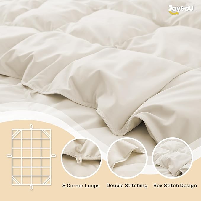 Joysoul Goose Feathers Fiber Comforter - Lightweight Ultra Soft Fabric Cover Breathable White Down Feather Fill, King Size Duvet Insert (104" X 88")