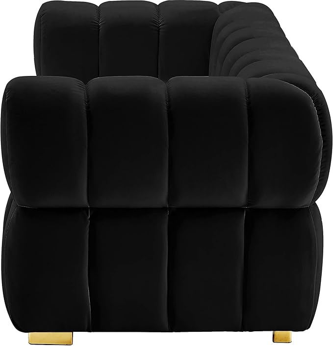 Meridian Furniture 670Black-L Gwen Collection Modern | Contemporary Velvet Upholstered Loveseat with Deep Biscuit Tufting
