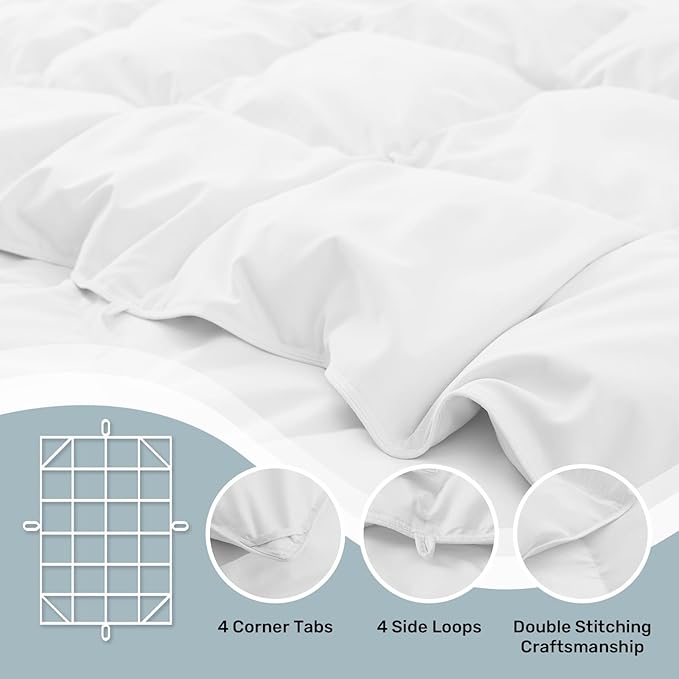 Joysoul Goose Feathers Fiber Comforter - Lightweight Ultra Soft Fabric Cover Breathable White Down Feather Fill, California King Size Duvet Insert (108" X 94")