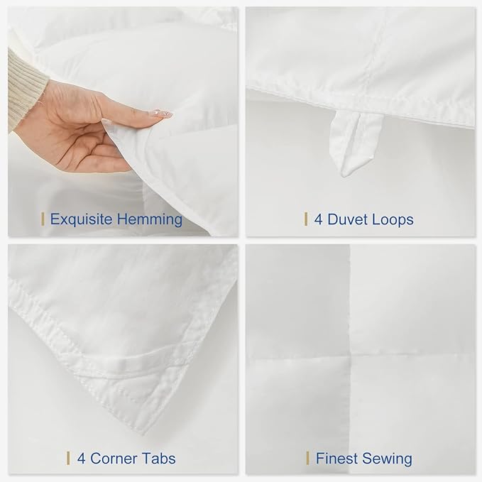 MH MYLUNE HOME Fluffy Down Alternative Comforter, All Season Duvet Insert Lightweight Bed Comforter Insert White Baffle Box Stitched with Corner Tabs (Twin XL All Season 90"x68")