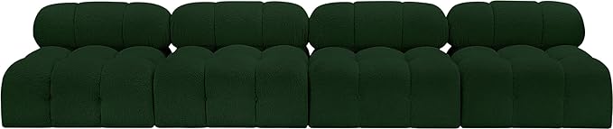 Meridian Furniture 611Green-S136B Ames Collection Modern | Contemporary Modular Sofa with Rich Green Boucle Fabric, Modular to Create Infinite Configurations, 136" W x 34" D x 28" H, Green