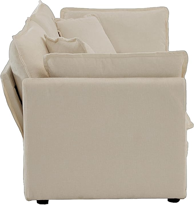 ERYE 2 PCS Oversized Living Room Sofa Sets Include Two Spacious Loveseats for 4-6 Persons, Modern Deep Seat Modular Cushions Sofa&Couch w/8 Pillows for Home,Apartment,Office, 76.7", Beige/2PCS