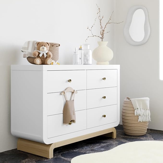 Storkcraft Santorini 6 Drawer Double Dresser (White with Driftwood) - GREENGUARD Gold Certified, Interlocking Drawer System, Dresser Drawer Organizer for Kids Bedroom - Image 2