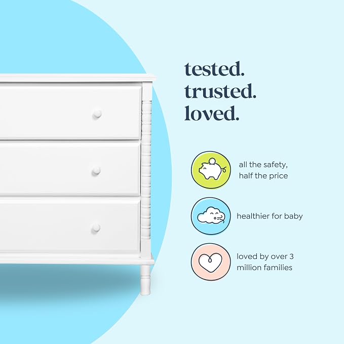 Davinci Jenny Lind Spindle 3-Drawer Dresser in White - Image 6