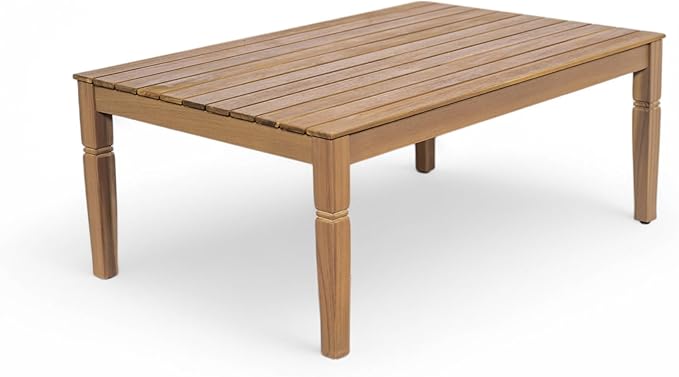 Christopher Knight Home 4-Piece Patio Furniture Set with Coffee Table, Acacia Wood Outdoor Conversation Set, 4 Seater Patio Sofa Set with Thick Cushions for Backyard,Balcony, Light Brown+Beige