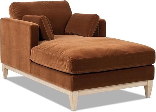 Jennifer Taylor Home Knox 65" Modern Farmhouse Chaise Lounge Chair, Burnt Orange Performance Velvet