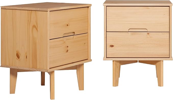 Walker Edison Brynn Modern Solid Wood Groove Handle Nightstands, Set of 2, Natural Pine by WalkerEdison
