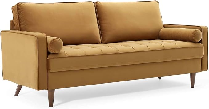 Modway EEI-3764-COG Valour Performance Velvet Sofa, Cognac