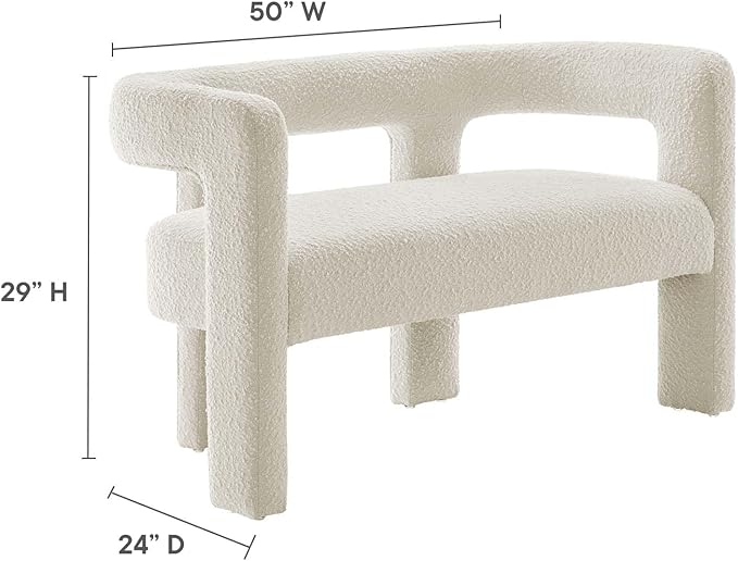 Modway EEI-6477-IVO Kayla Boucle Upholstered Loveseat, Ivory