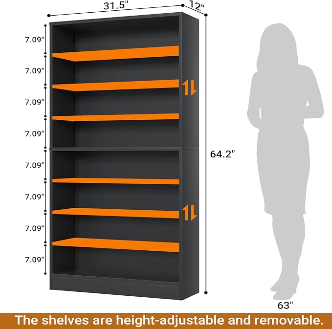 Homieasy Tall Shoe Cabinet, 9-Tier Wood Shoe Rack Organizer Cabinet for Closet, Freestanding Shoe Storage Cabinet with Adjustable Shelves for Entryway, Bedroom, Black - Image 2