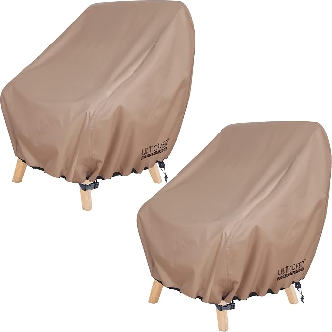 ULTCOVER Waterproof Patio Chair Cover 2 Pack Outdoor Lounge Deep Seat Single Lawn Chair Covers 32W x 34D x 34H inches by ULTCOVER