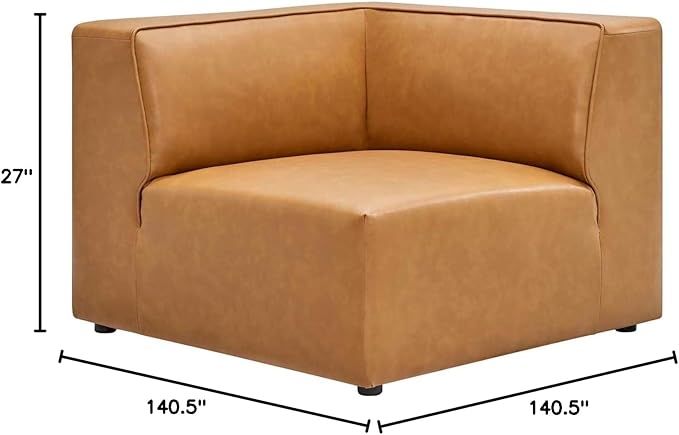 Modway Mingle Vegan Leather 7-Piece Sectional Sofa in Tan