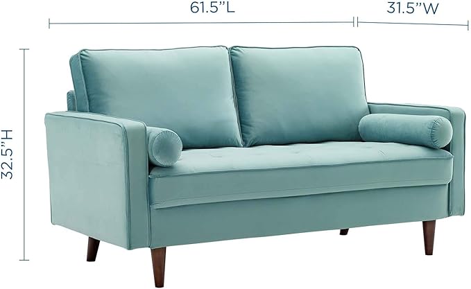 Modway Valour Performance Velvet Loveseat, Mint Valour Performance Velvet Loveseat
