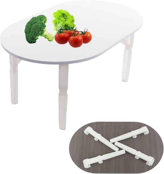 Folding Coffee Table, Foldable Coffee Table, Small Portable Low Floor Tables, Collapsible Round Center Tables with 4 Legs for Living Room, Home, Office, No Assembly 31.5 x 18.9 x 14.2 in (White)