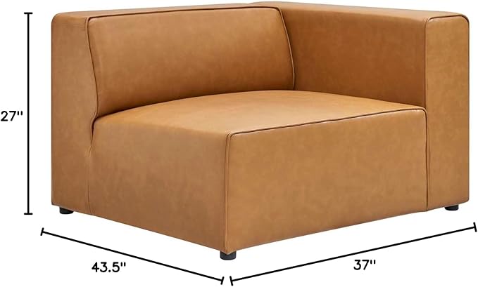 Modway Mingle Vegan Leather Sectional Sofa Right-Arm Chair in Tan