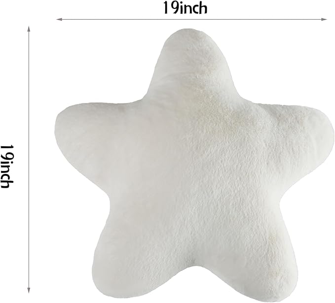 Set of 2 Throw Pillows Star Pillow Couch Pillows Decorative Pillows Bed Pillows Cute Pillows,White 19"