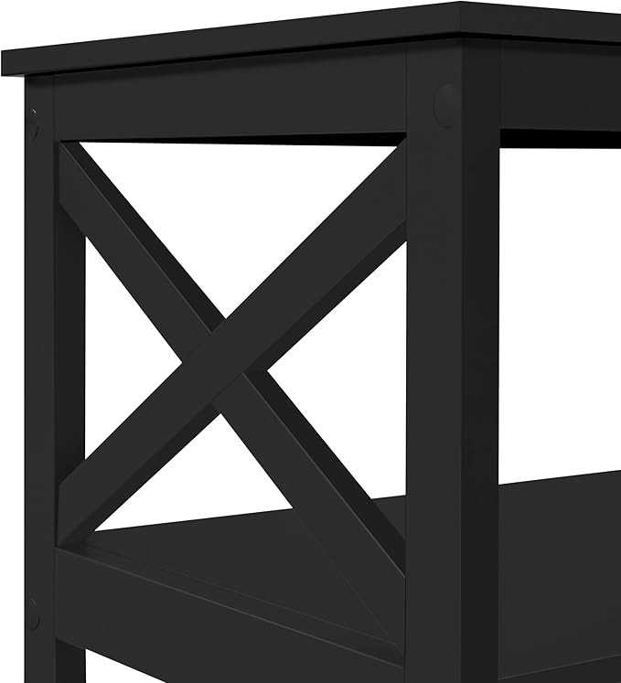 Yaheetech Wood 2-Tier Black Coffee Table with Storage Shelf for Living Room, X Design Accent Cocktail Table, Easy Assembly Home Furniture, 39.5 x 20 x 18 Inches
