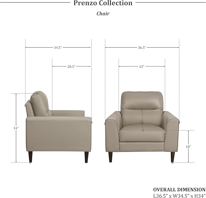 Lexicon 3 Piece Living Room Furniture Sets,Top Grain Leather Match Living Room Sofa Set, Track Arms, Solid Wood Legs, Comfy Couches Including Chair, Loveseat & Sofa, 3 Pieces, Latte